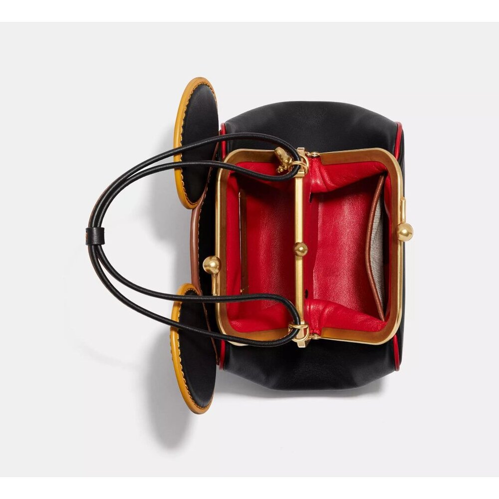 SOLD Coach X Disney Mickey Mouse Keith Haring Double Kisslock Leather Crossbody - Picture 4 of 11